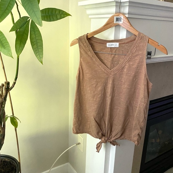 FROM PALMER Brown Tie Front Vneck Tank Top - Picture 3 of 8